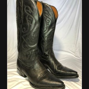 Nine West Women’s Cowboy Boot Leather Mid Calf